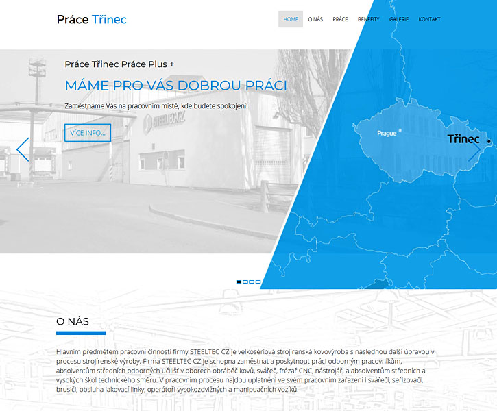 Vytvořené www stránky prace-trinec.cz